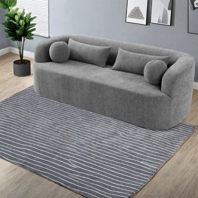 Canapé en chenille gris moderne et peu encombrant, conception sans cadre de 86 po pour la maison