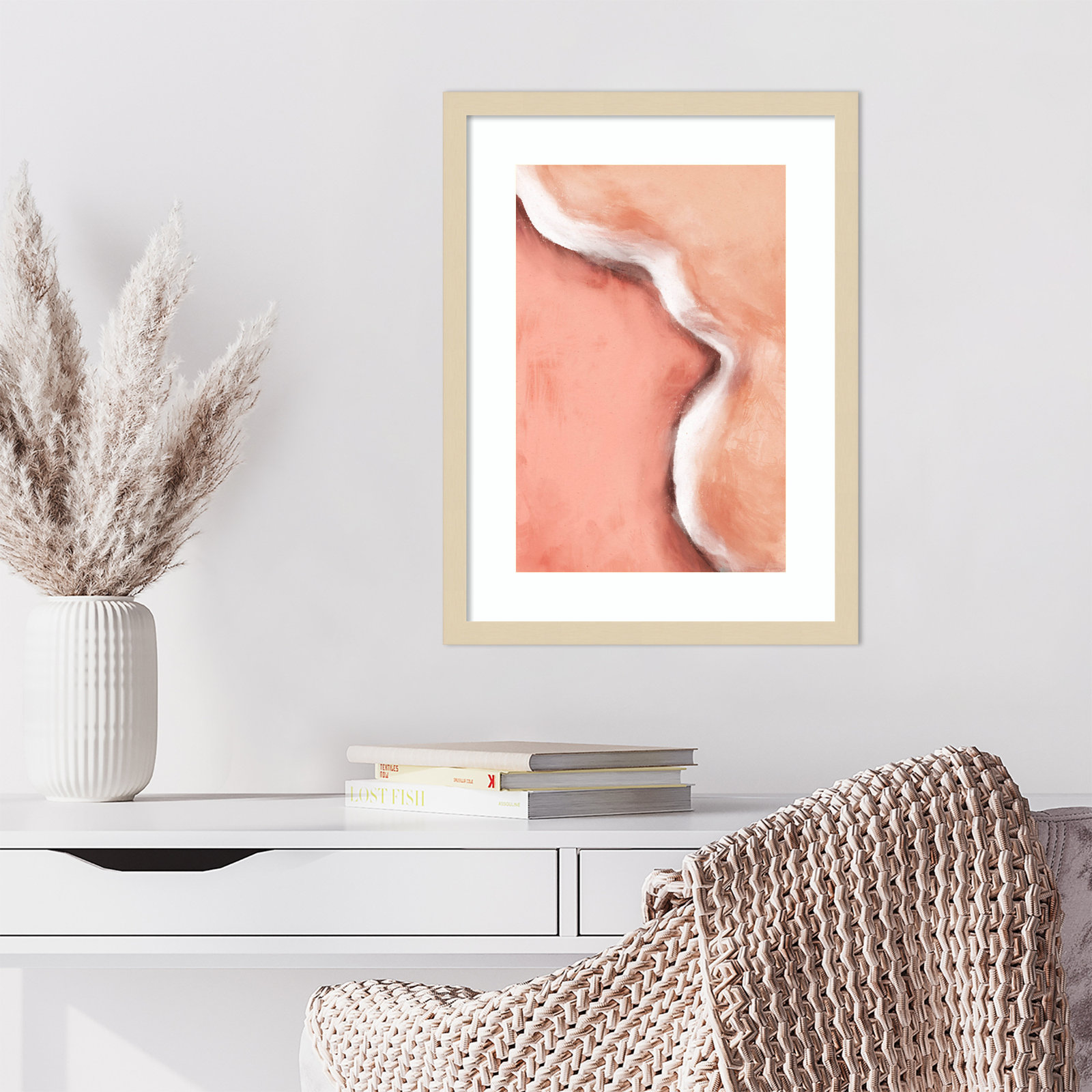 Galya "Peachy Wave" Print by Treechild, Brown, 21" H x 16" W