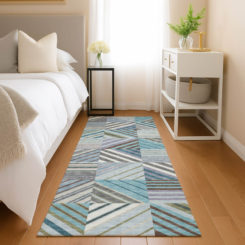 Machine Washable Indoor/Outdoor Lanphear ACN2399 Patchwork Rug, Runner 2'3" x 7'6"