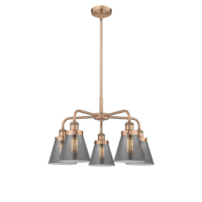 Cone 5 Light Stem Hung Chandelier