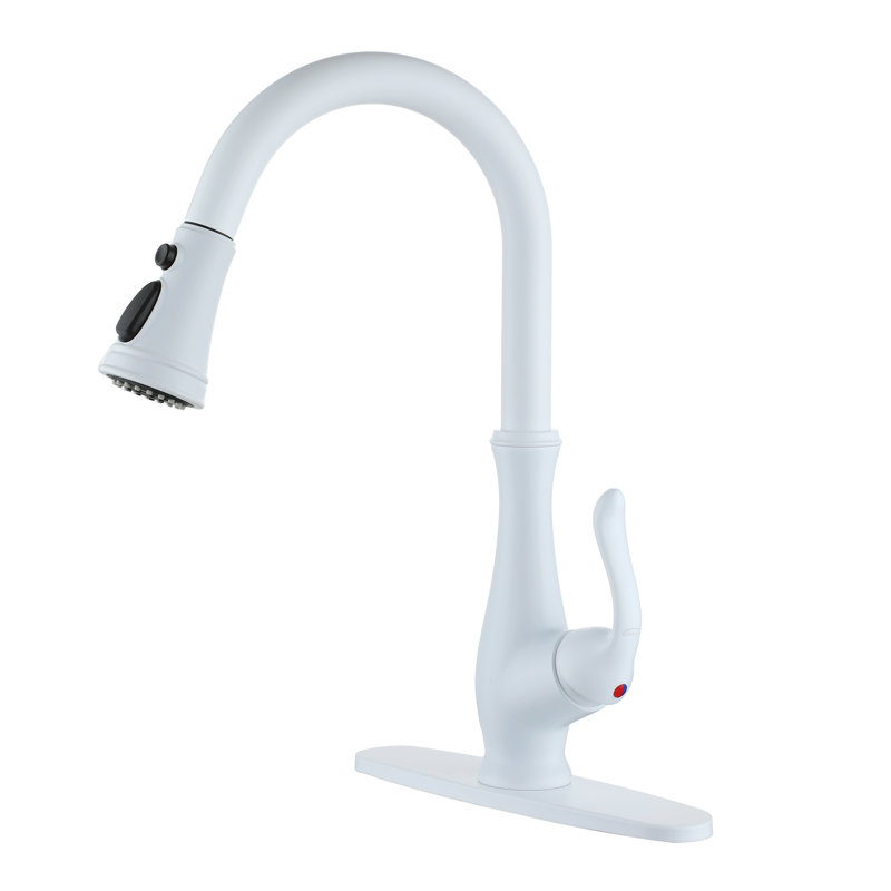 Clihome Pull Down Kitchen Faucet, White