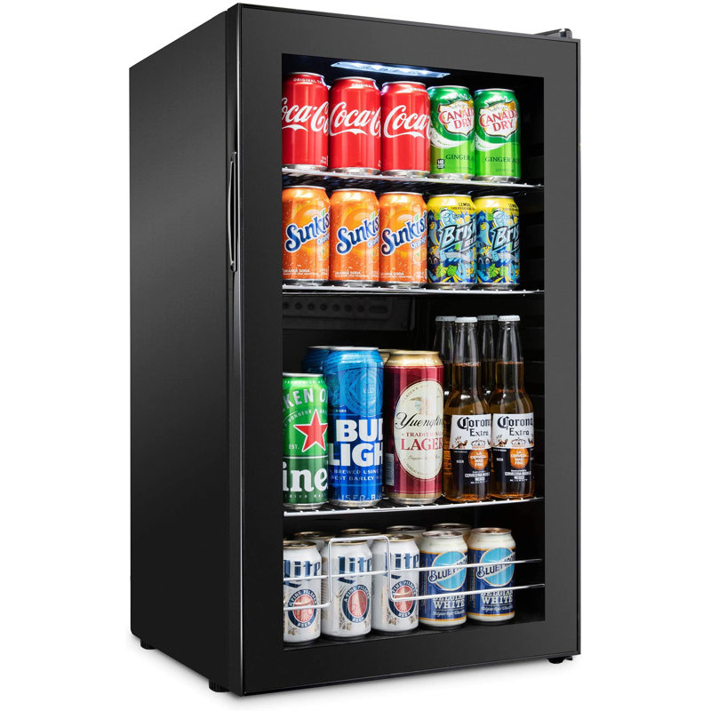 Compact Black Smart Beverage Cooler with Adjustable Shelves