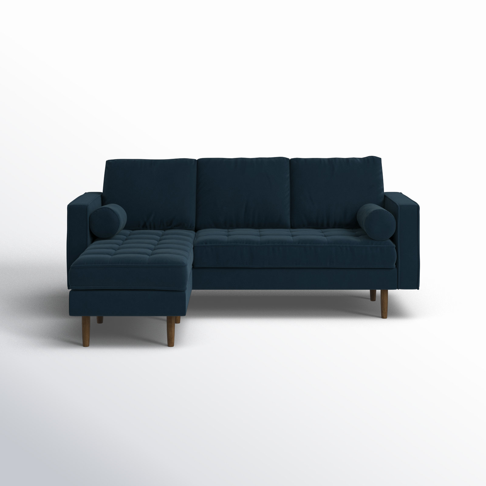 Geo 84" Wide Reversible Sofa and Chaise, Bella Ink Blue Performance Velvet