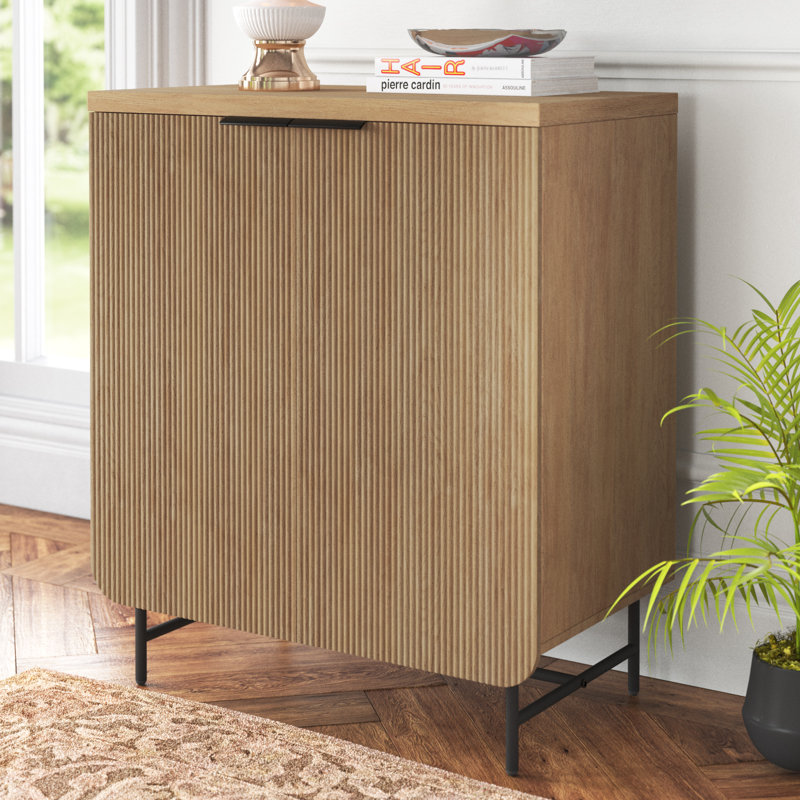 Ludlow Reeded 2-Door Accent Cabinet, Coastal Oak/Black