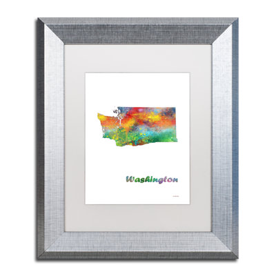 « washington state map-1 », impression encadrée encadrée