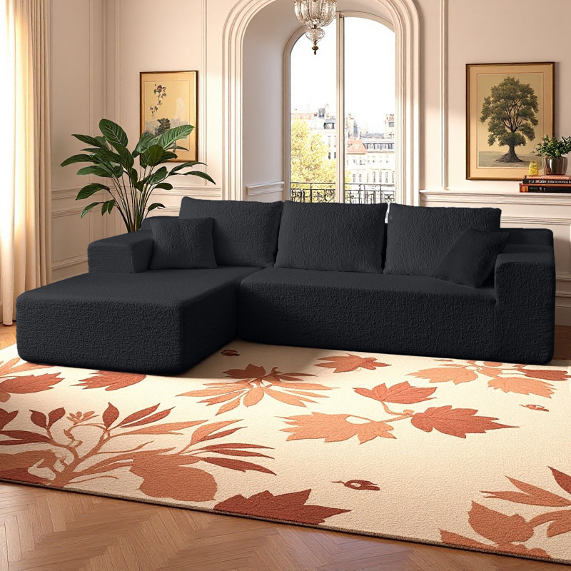 Canapé modulaire en L de 103,54 po avec méridienne modulaire en L avec méridienne, assise profonde et tissu chenille. Aucun assemblage requis