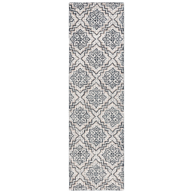 Abstract Hand Tufted Wool, Cotton Geometric Rug, Runner 2'3" x 8'