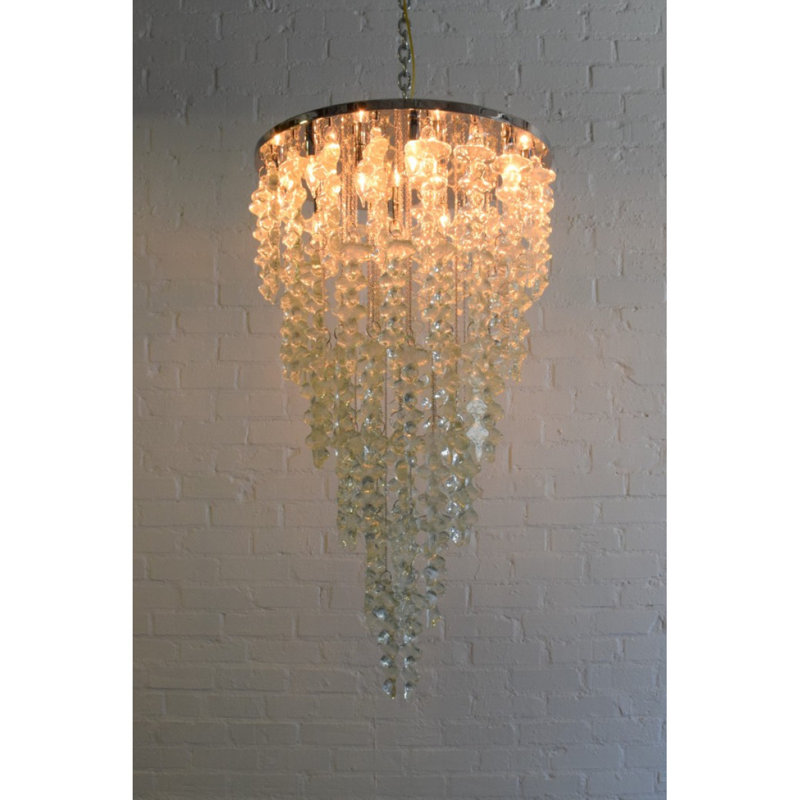 Lustre Brutale Light, Cognac, Nickel poli, 24 po de diamètre x 48 po de hauteur