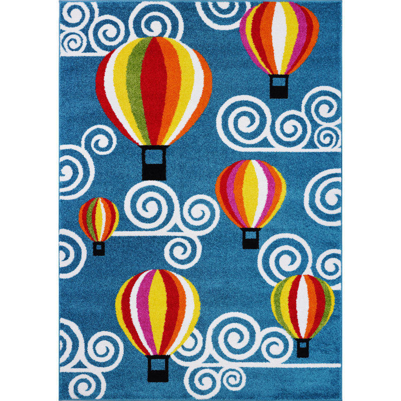 Tapis bleu / rouge / jaune Kindig, Rectangle 7 pi 10 po x 10 pi 5 po