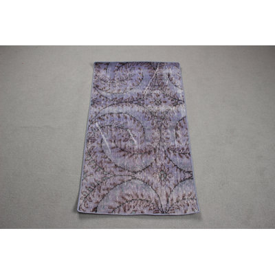 Tapis turc Oushak noué à la main de style rétro de petite taille convenant à une chambre d'enfant de couleur mauve