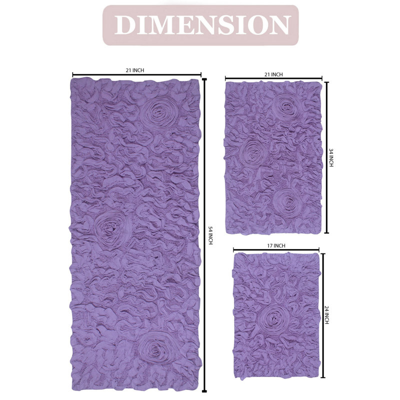 Pothier Bath Rug (Set of 3), Purple