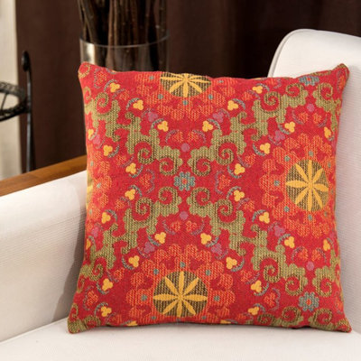 Coussin rouge de qualité supérieure, 15 x 17,7 x 15 pouces | 100% polycoton, lavable à la machine à 86 ° F | Rembourrage en fibre douce et housse amovible | Idéal pour la décoration intérieure, le confort et le style dans le salon ou la chambre à coucher