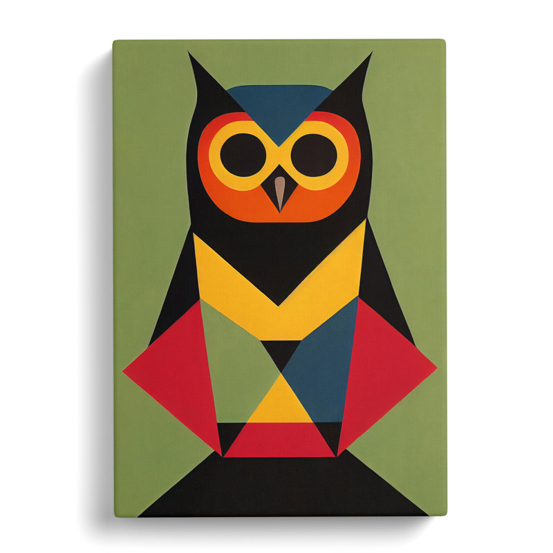 Abstract Owl In Colour No.4 - Wrapped Canvas, 50cm H x 35cm W x 3cm D