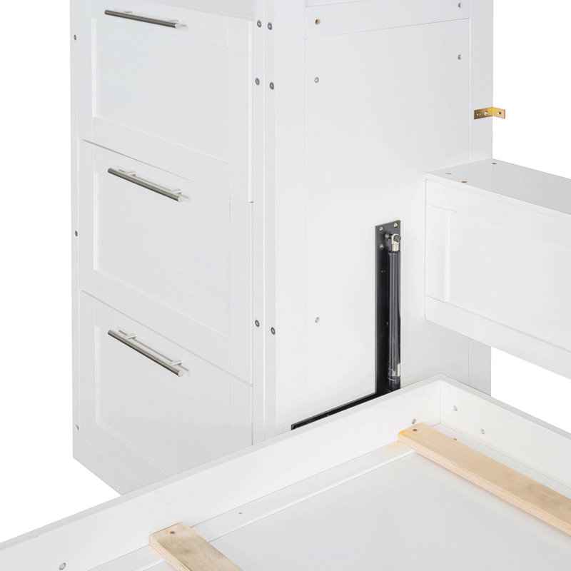 Lit escamotable Murphy avec placard et tiroirs, Blanc
