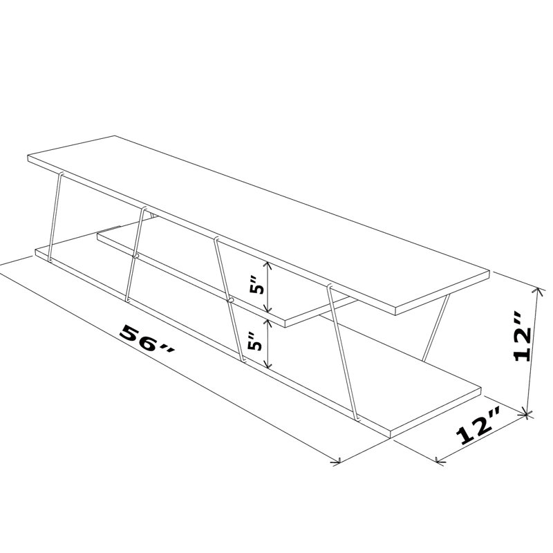 White And Mid Century Modern 56 Inch Low, Tv Stand With 4 Shelves Open Storage Entertainment Centre Stand, Low In White/