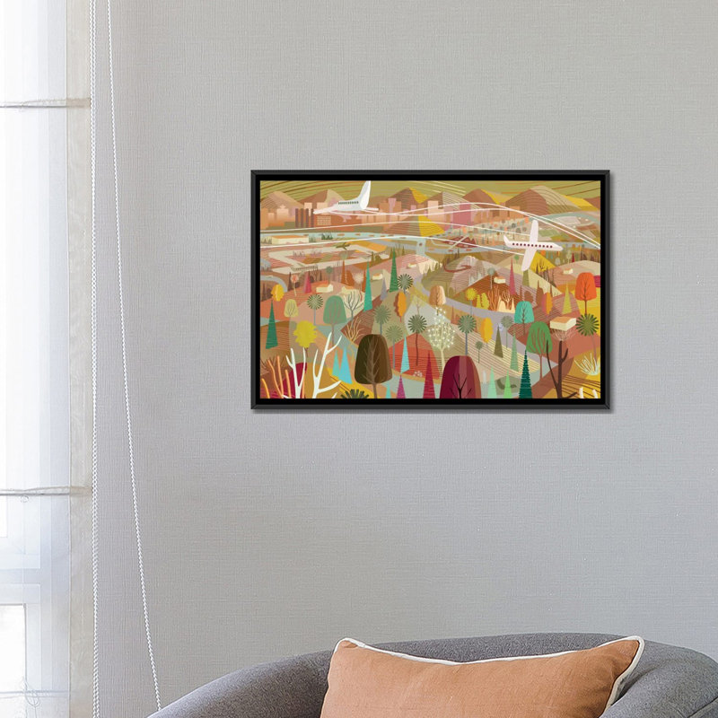 «Los Angeles to Riverside», impression sur toile, H 40 po x l 60 po x P 1,5 po, Toile avec cadre noir, Pas de tapis