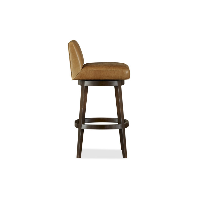 Upholstered Stool with Solid Wood Frame, Pumice
