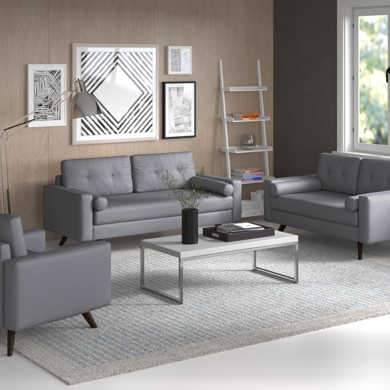 Ensemble de salon 3 pièces Espana, Polyester gris clair