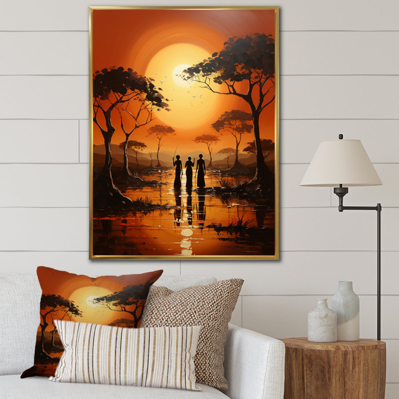 Boscawen African Savannah Serenade II, H 40 po x l 30 po x P 1,5 po, Cadre flottant doré