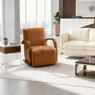 Fauteuil d'appoint rembourré en similicuir et pivotant