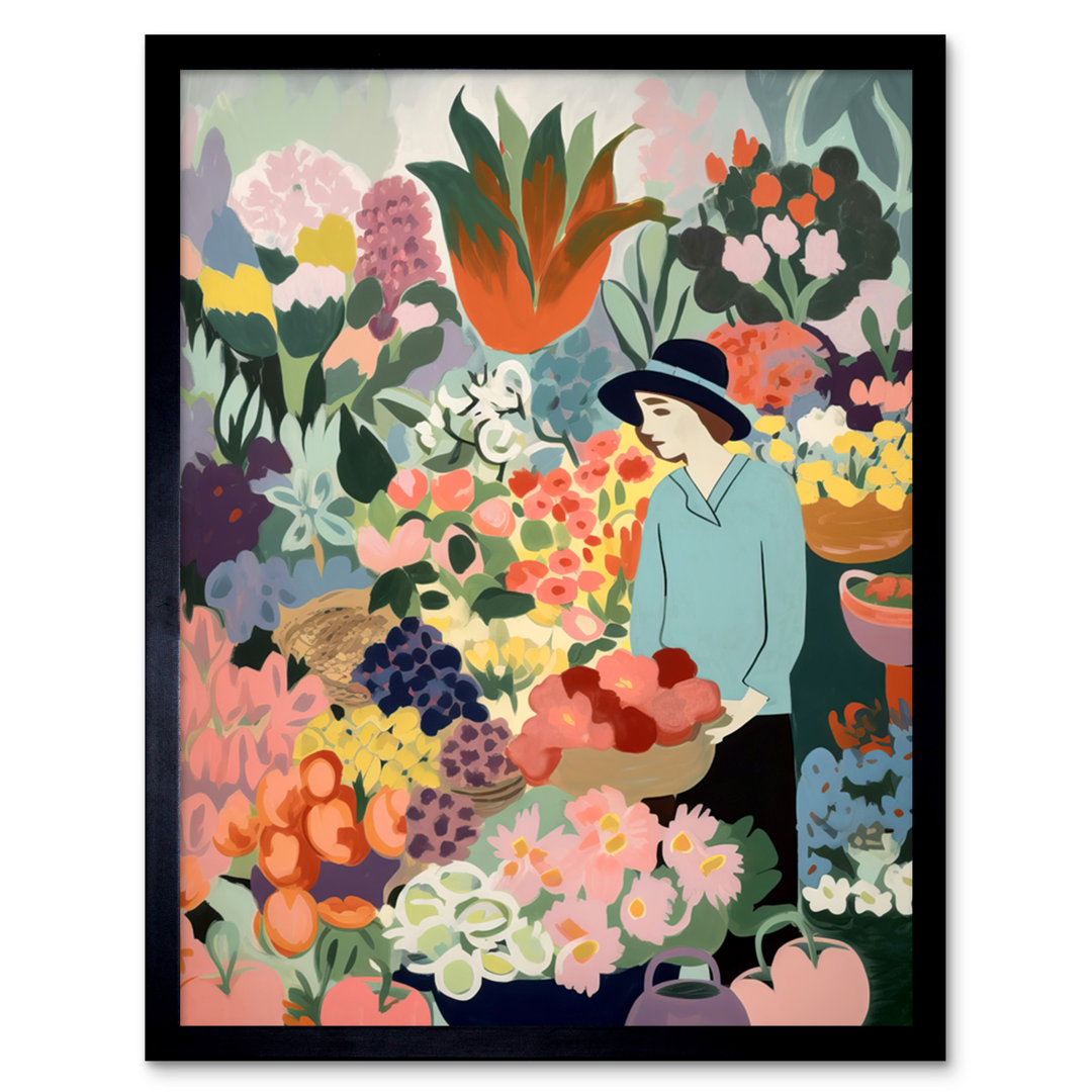 Achanti Danish Pastel Aesthetic Flower Market Watercolour Bouquet - Single Picture Frame Print