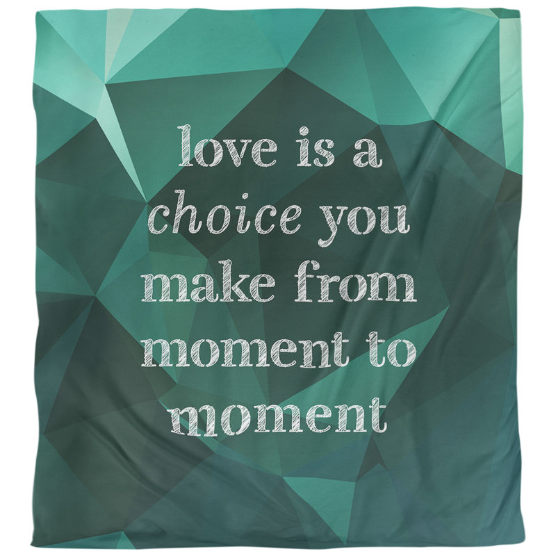 Housse de couette simple love is a choice quote, Housse de couette pour très grand lit, Émeraude