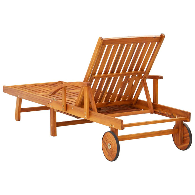 Filippo 79.6" Long Acacia Double Chaise with Cushions, Anthracite