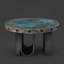 Round Oxidized Hammered Copper Dining Table | Wrought Iron Base, Nail Heads