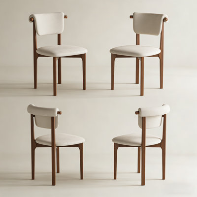 Fully Assembled Faux Leather Dining Chairs Set Of 4, Beige, Solid Wood Legs