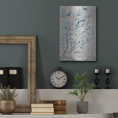 August Grove® 'Shimmering Garden 2 Navy' by Julia Purinton Metal Wall Art