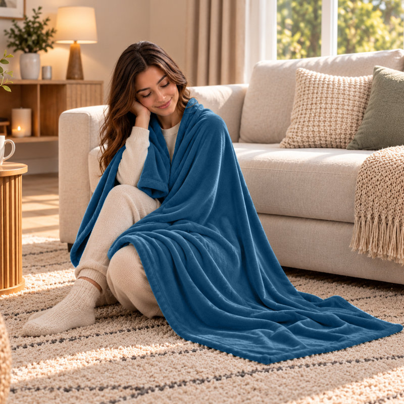 Fairmont Park Solid Color Lightweight, Warm Breathable, Soft Sherpa Fleece Blanket, Kingsize 240cm x 200cm, Teal
