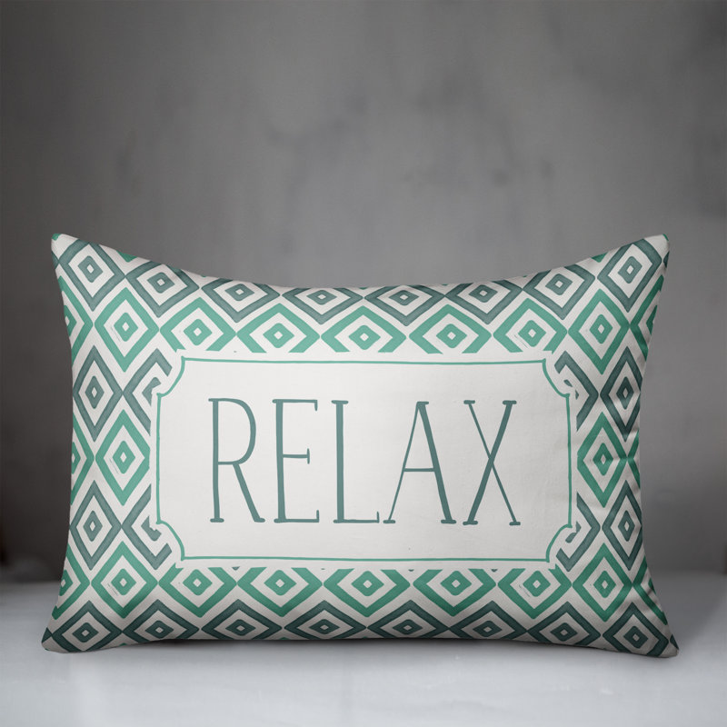 Geometric Outdoor Reversible Throw Pillow, Teal