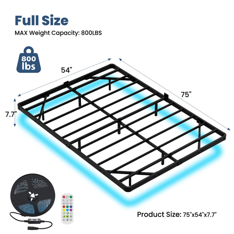 LED Floating Bed Frame No Box Spring Needed, Full