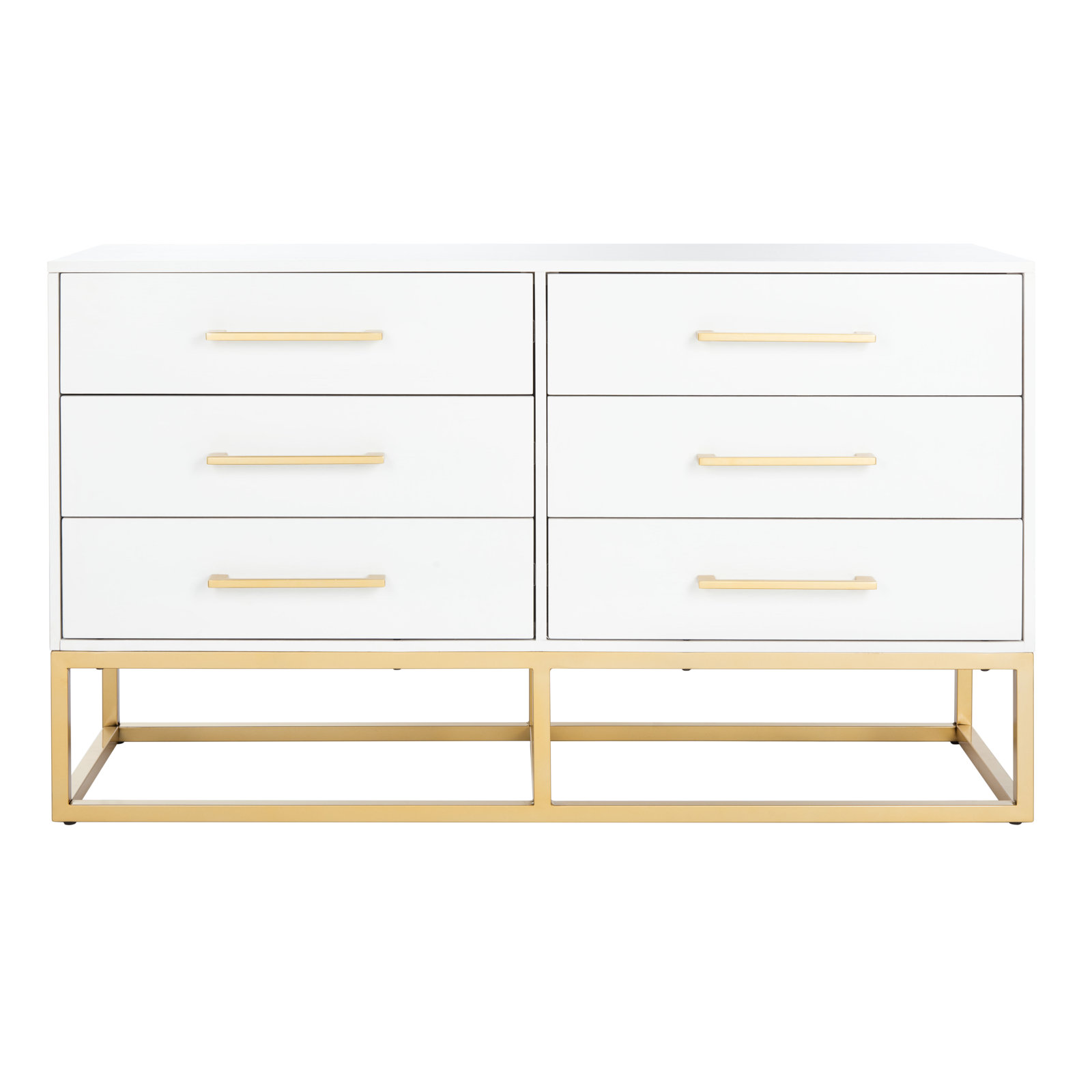 Sheldon 6 - Drawer Double Dresser, Gold/White