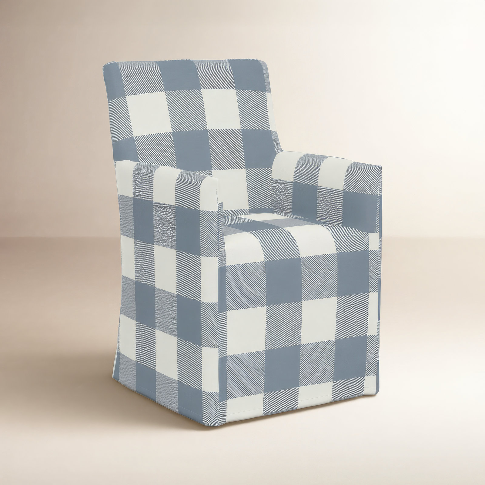 Silvia Dining Armchair, Gingham Chambray