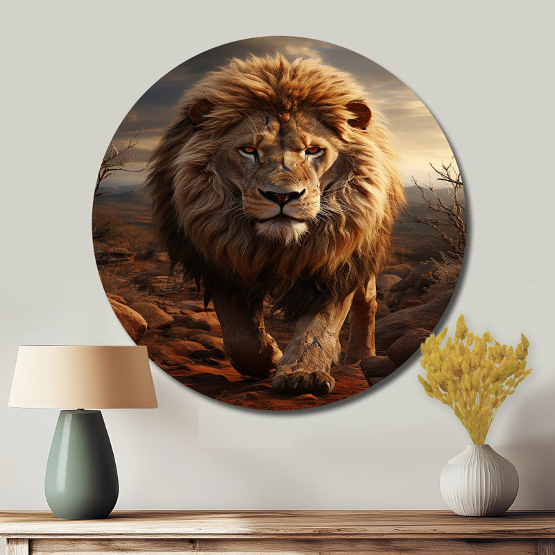 Saul - animaux, art en métal rond, H 16 po x l 16 po x P 1 po