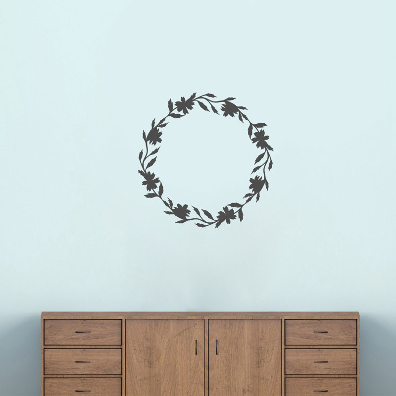 Décalcomanie murale couronne florale Talmadge, Gris foncé