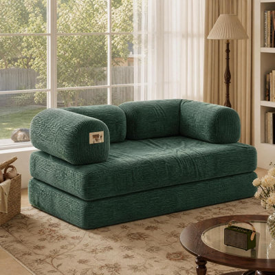 Lit futon convertible 4-en-1 en velours côtelé pour économiser de l'espace