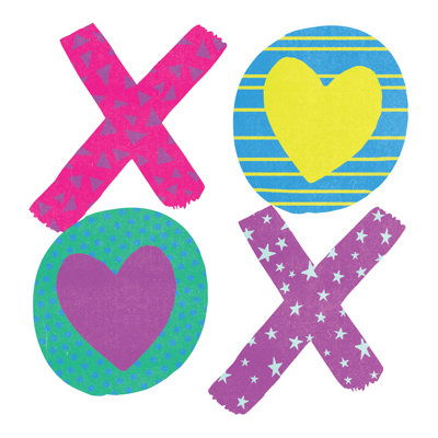 XOXO With Hearts - Wrapped Canvas Print