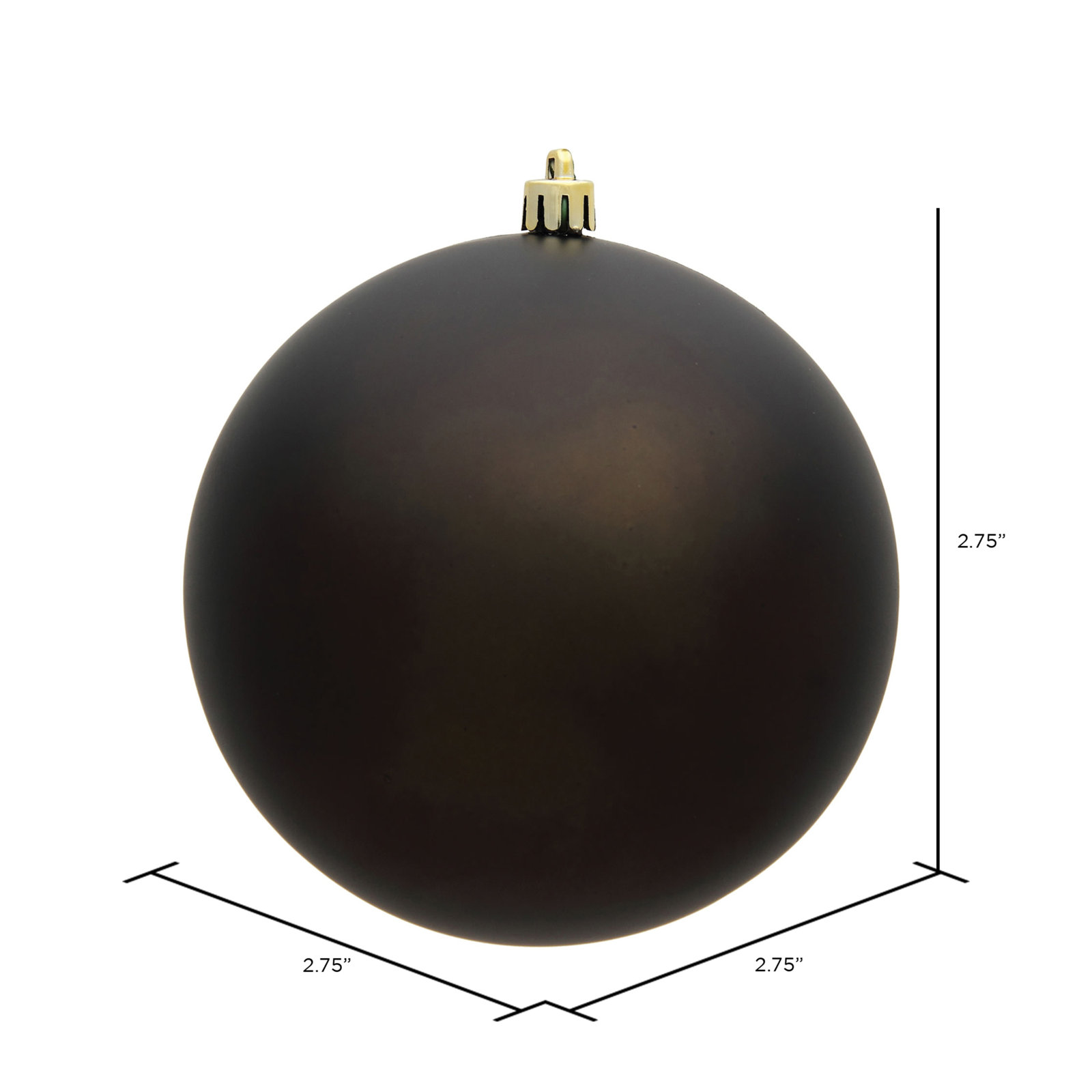 Holiday Décor Ball Ornament, 2.75" H x 2.75" W x 2.75" D, Matte Gunmetal