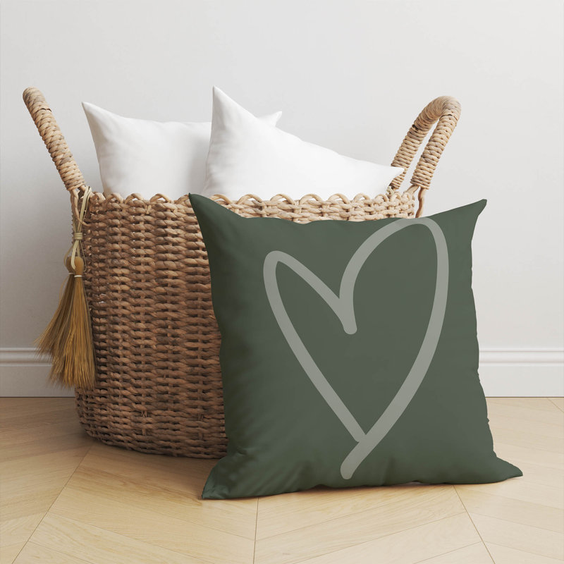 Coussin Love, H 16 po x l 16 po, Chimichurri / géométrique vert