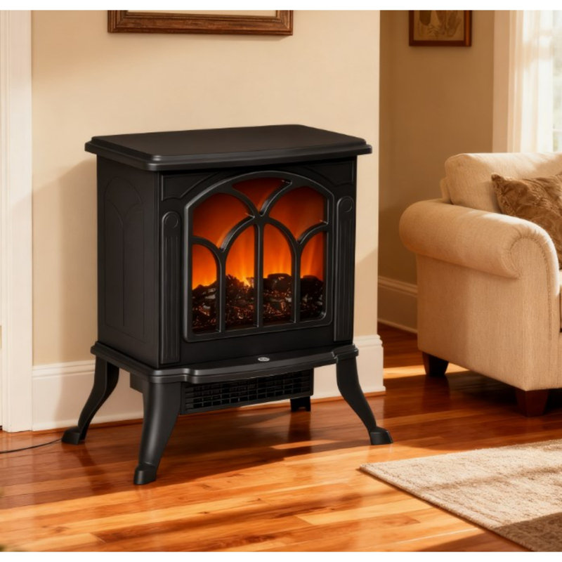 Petit foyer électrique sur pied noir pour foyer électrique d'intérieur l 14,75 po x P 9 po x H 17,25 po, Noir