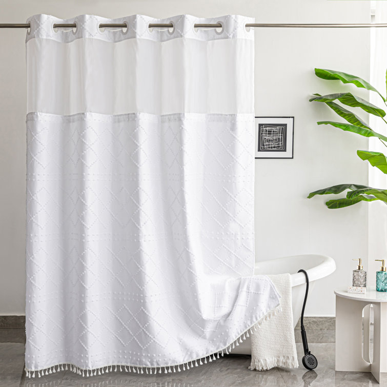 Dakota Fields Shorey Geometric Tassel Shower Curtain with Liner Included &  Reviews