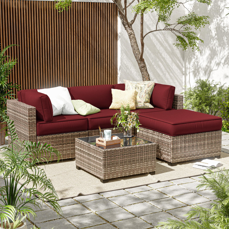 9 Pcs Outdoor Cushion Slipcovers All-Weather Patio Cushion Covers For Outdoor Furniture, Covers Only, Burgundy