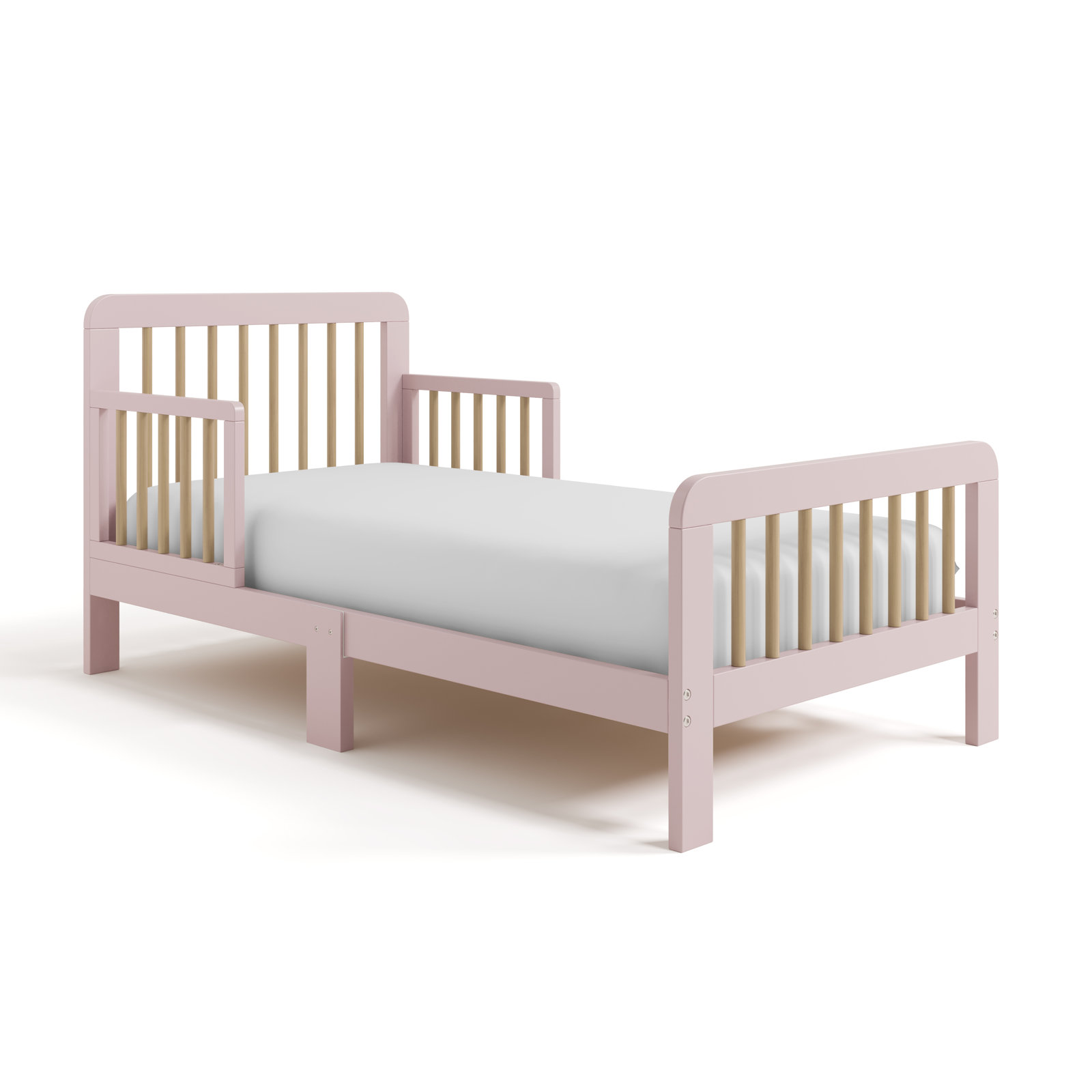 Pasadena Toddler Bed with Guardrails, Blush/Driftwood