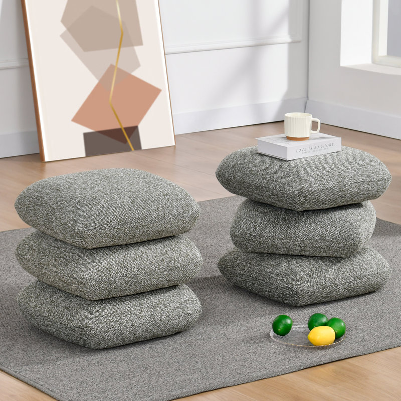 Upholstered Swivel Footrest Round Accent Ottoman, Green