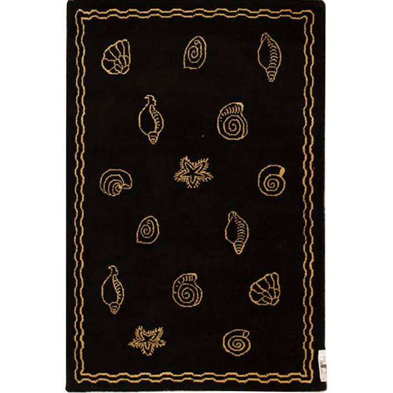 Tapis noir et noir de haute qualité noué à la main