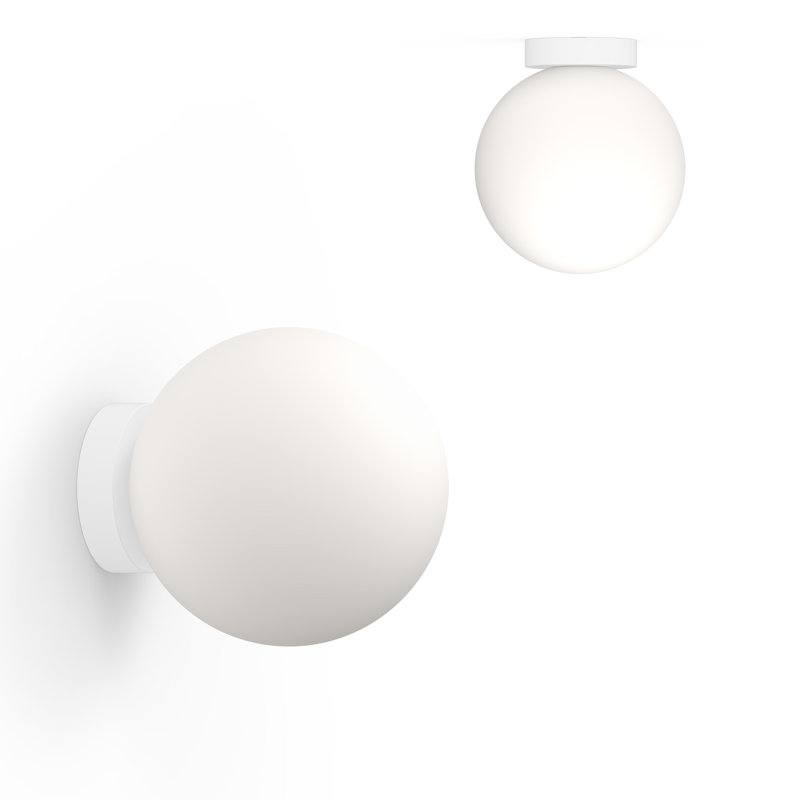 Bola Sphere Globe Flush Mounted Sconce, White, 11.6' H x 10" W x 10" D