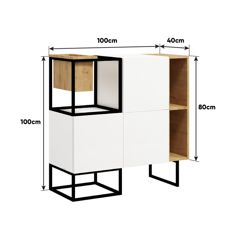 Harlynne 100cm H x 120cm W Steel Cube Bookcase, 100cm H x 100cm W x 40cm D