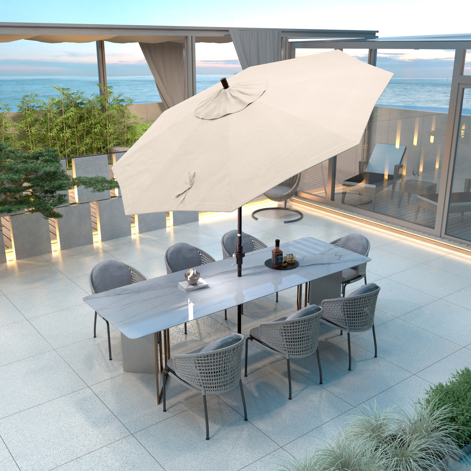 108'' Outdoor Umbrella, Antique Beige Performance